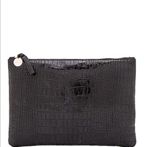 Claire V Flat Leather Clutch Burgundy